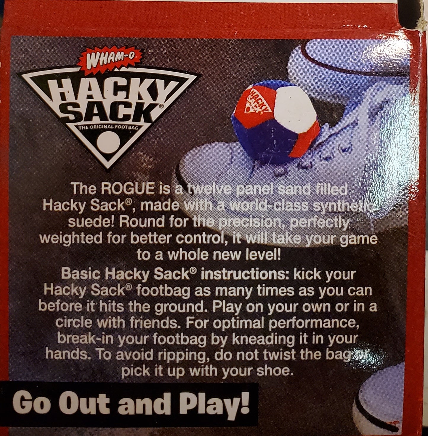 Wham-o Rouge crystal quartz sand filled 12- panel hacky sack foot bag juggle stress ball footbag kick ball toy Hackysack