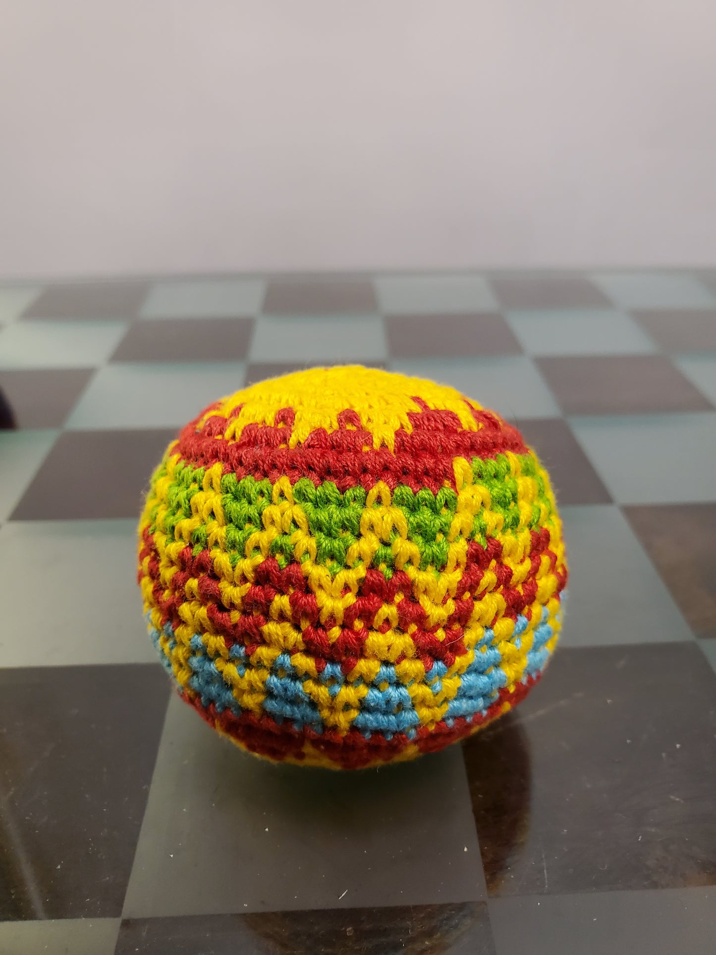 Hacky Sack Footbag Zig Zag Rainbow Pellet Filled Hand Crafted stress Ball