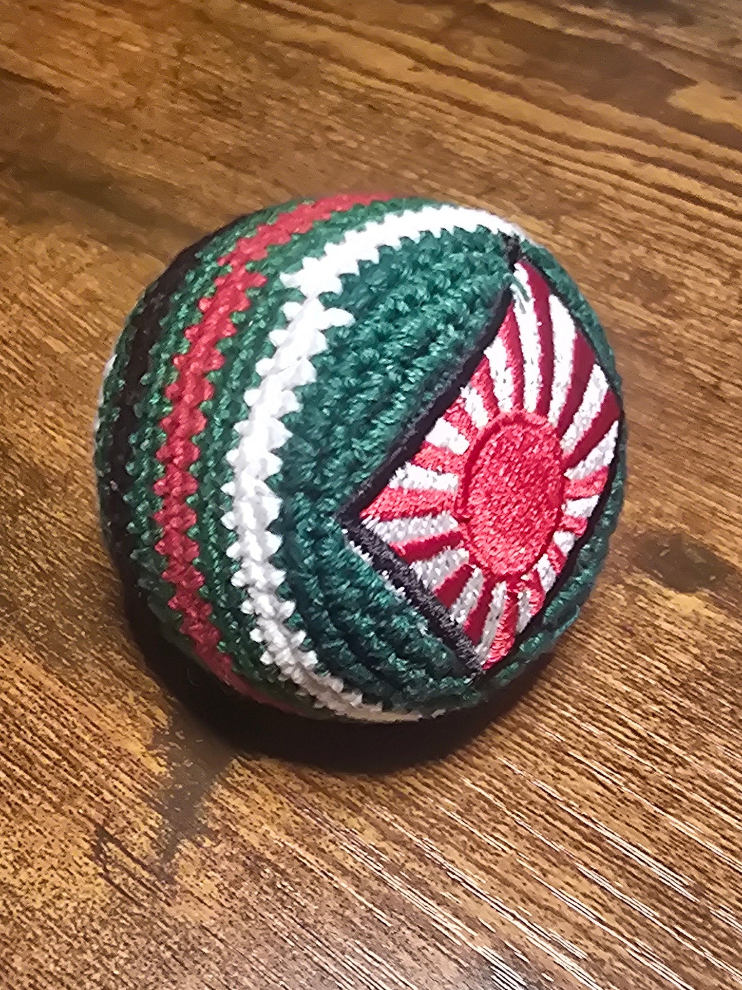 Rising sun footbag hackysack