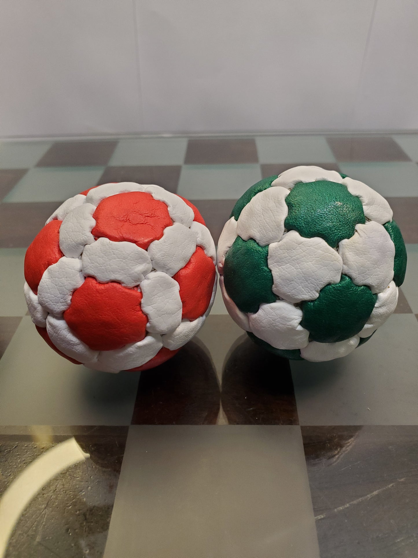 43- Panel  Soccer Footbag Hacky Sack Pellet juggle Stress Ball Red and white