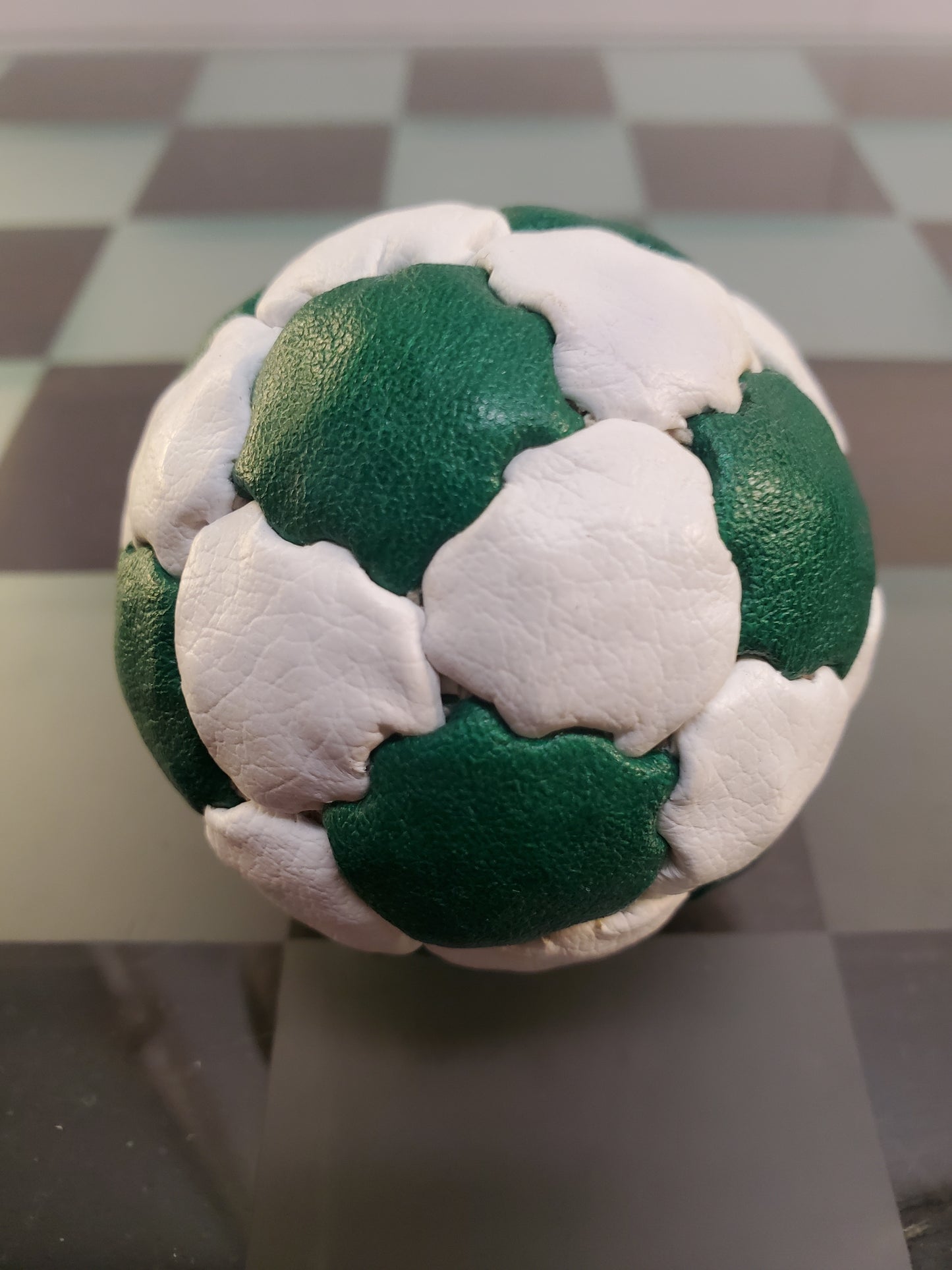 43- Panel  Soccer Footbag Hacky Sack Pellet juggle Stress Ball Green and white