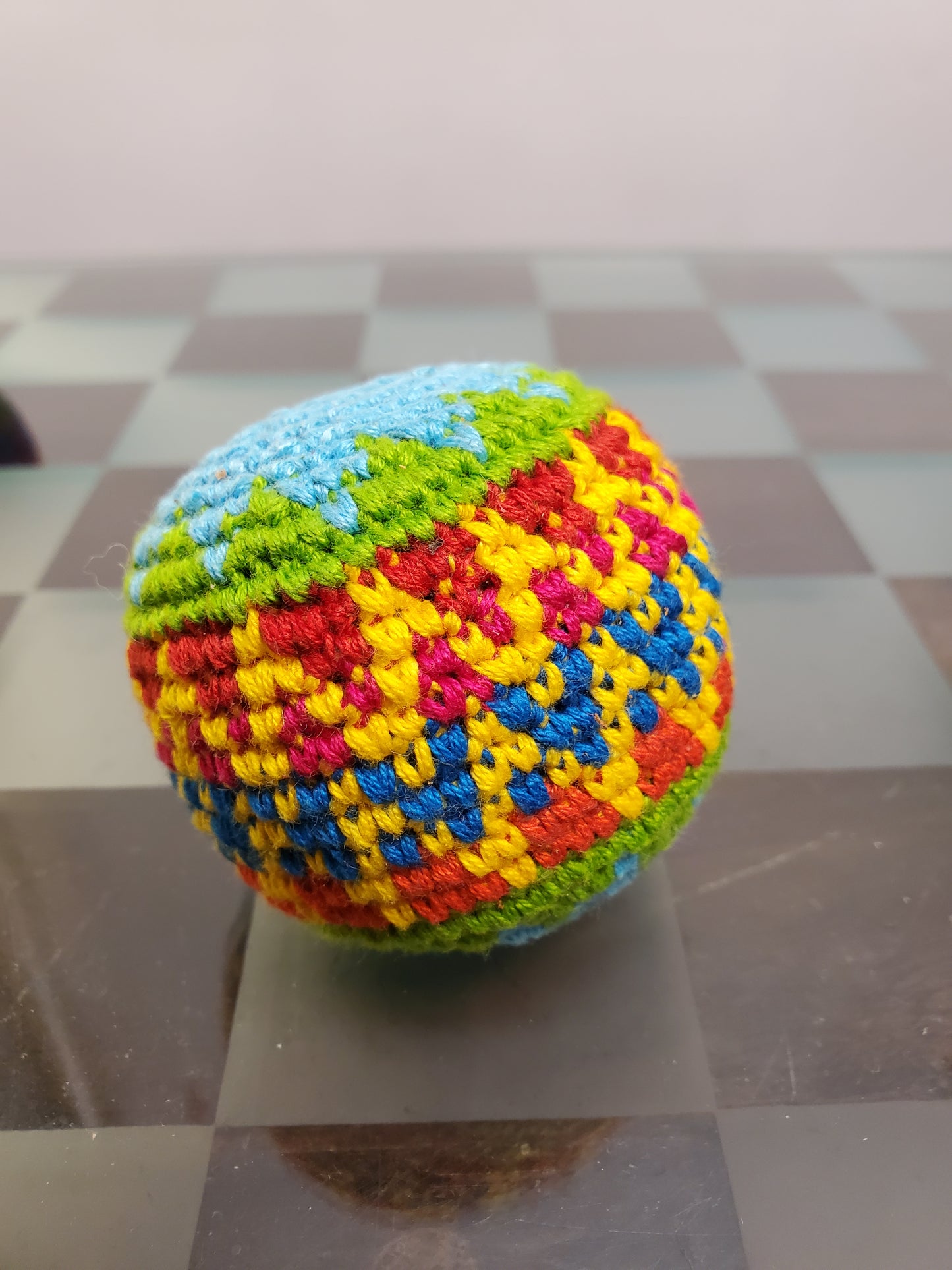 Hacky Sack Footbag Zig Zag Rainbow Pellet Filled Hand Crafted stress Ball