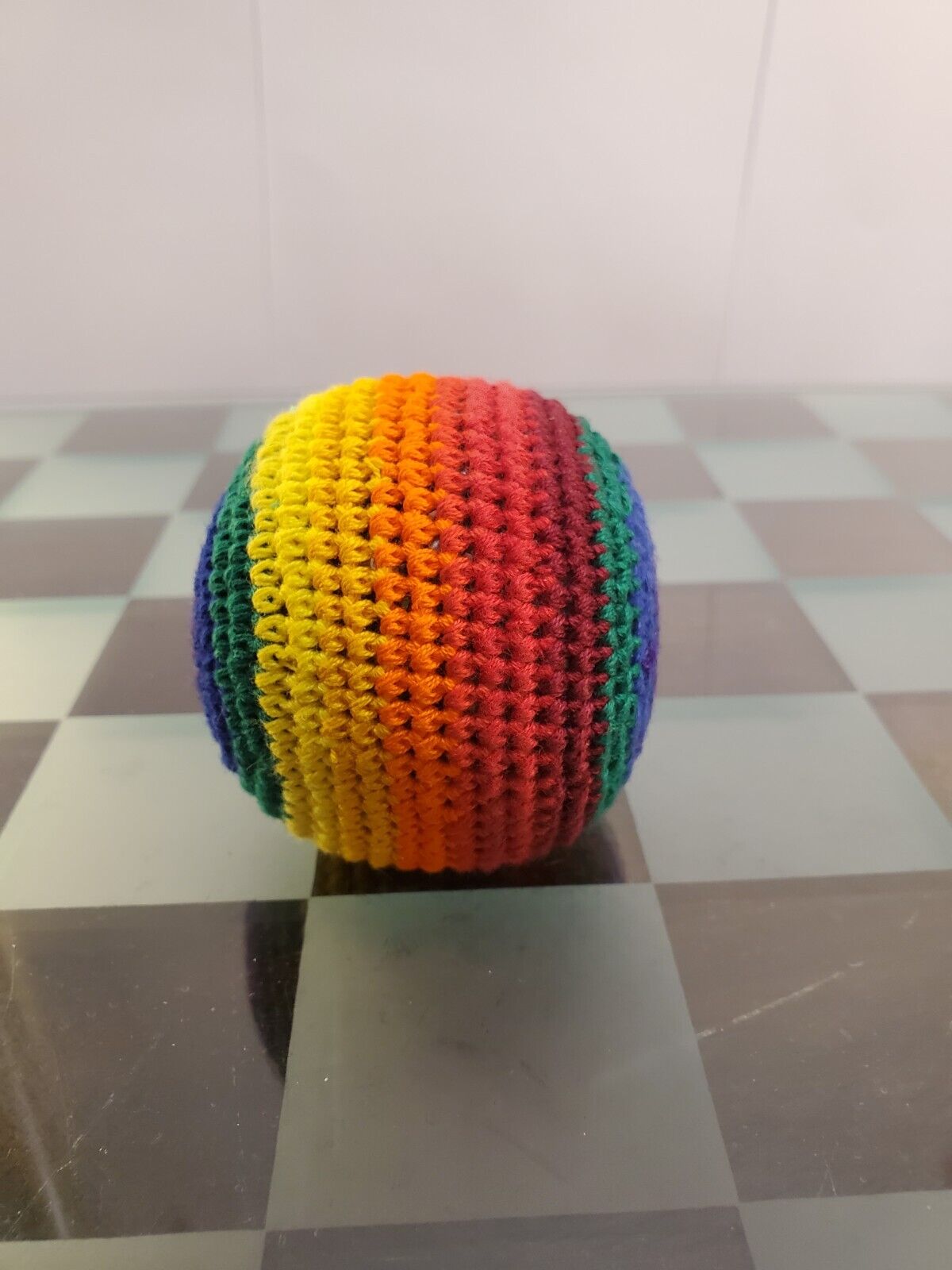 Rainbow Stripe Hacky Sack Footbag Woven Pellet Juggling Stress Ball Guatemalan